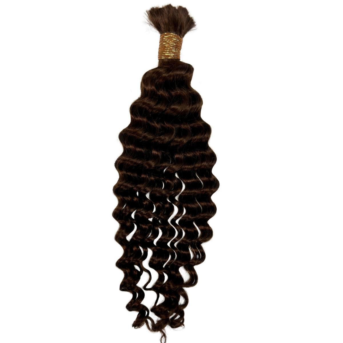 Medium Brown Deep Wave Color 4 Bulk 100% Human Braiding Hair