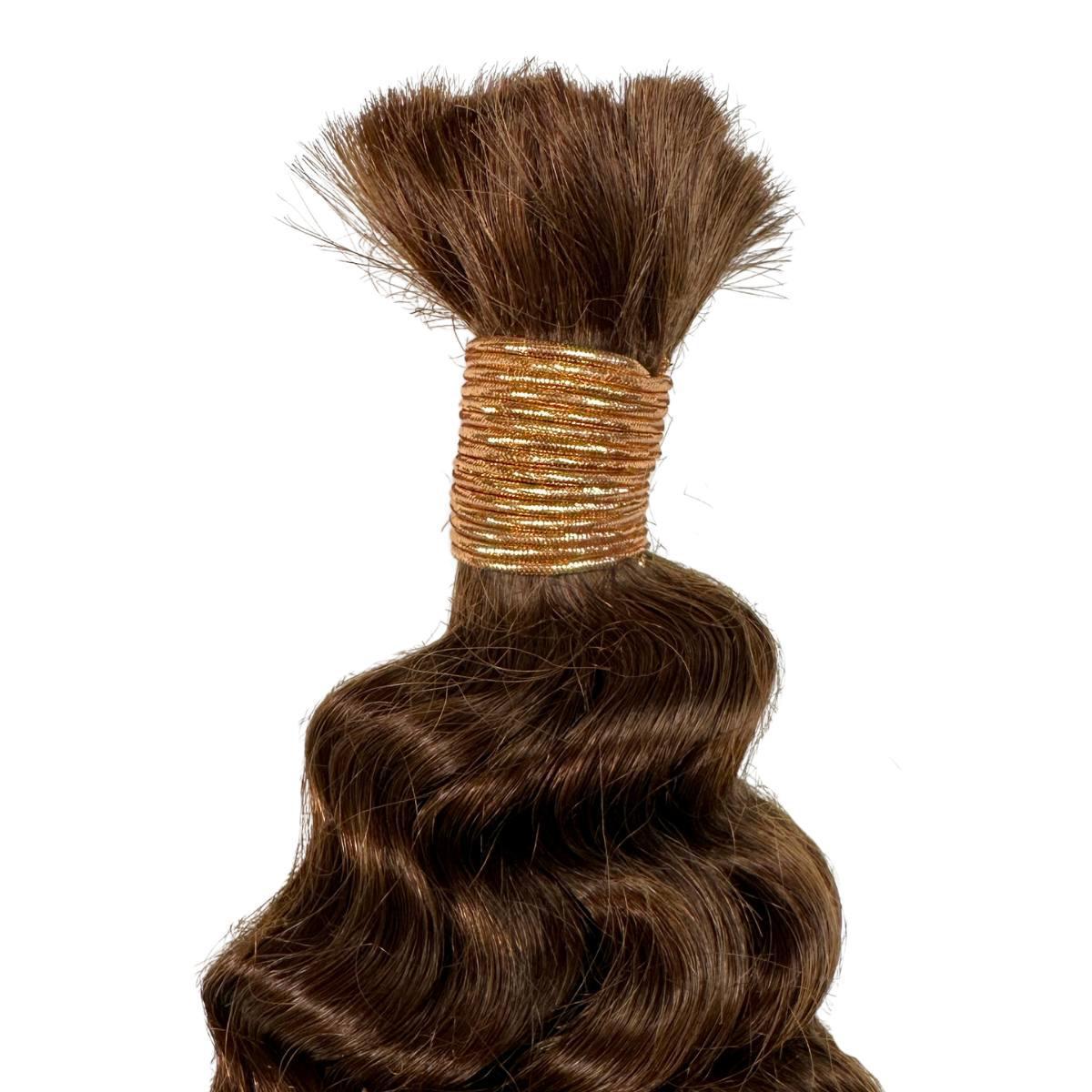 Medium Brown Deep Wave Color 4 Bulk 100% Human Braiding Hair