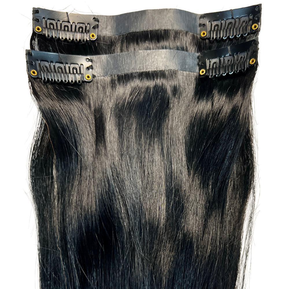 Natural Black Seamless Clip-In 100% Human Hair Extensions
