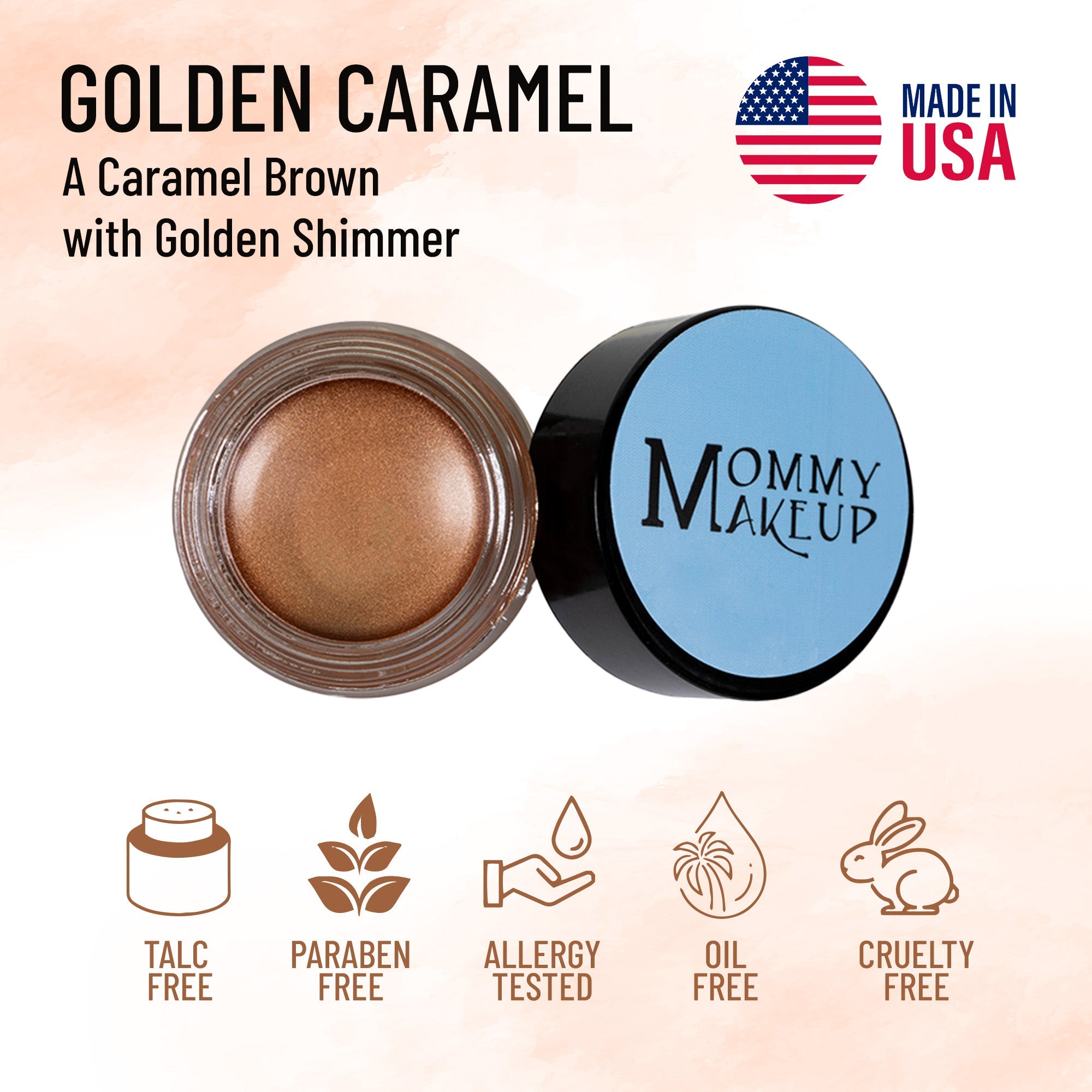Golden Caramel Any Wear Creme - A Waterproof Multi-tasking creme to powder product for eyes, cheeks & lips. Can be worn anywhere