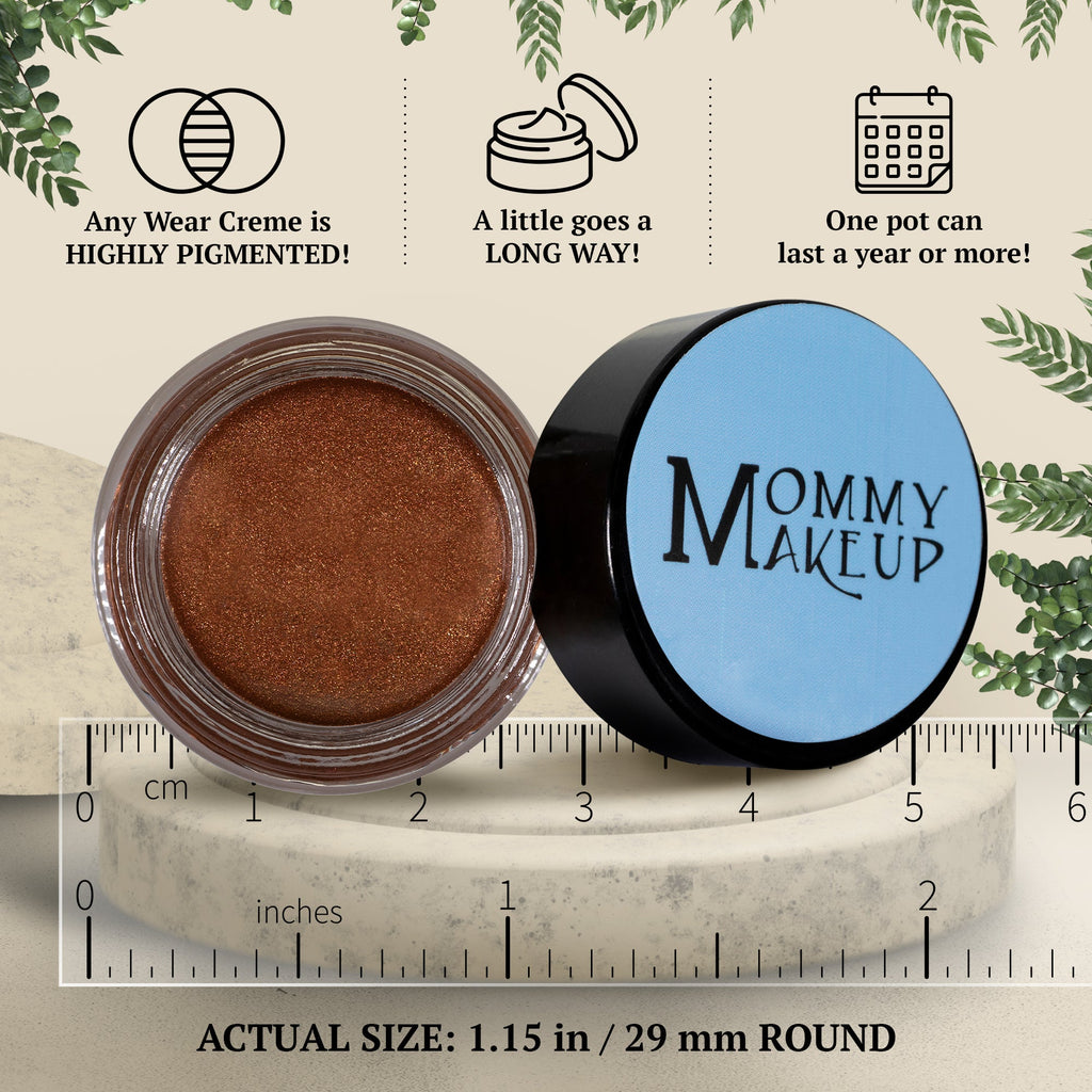 Hot Fudge Any Wear Creme - A Waterproof Multi-tasking creme to powder product for eyes, cheeks & lips. Can be worn anywhere