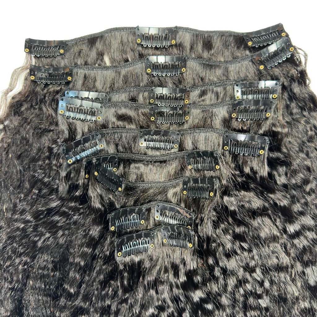 Kinky Straight Clip-In 100% Human Hair Extensions